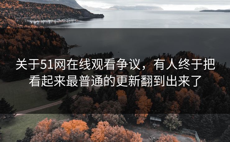 关于51网在线观看争议，有人终于把看起来最普通的更新翻到出来了
