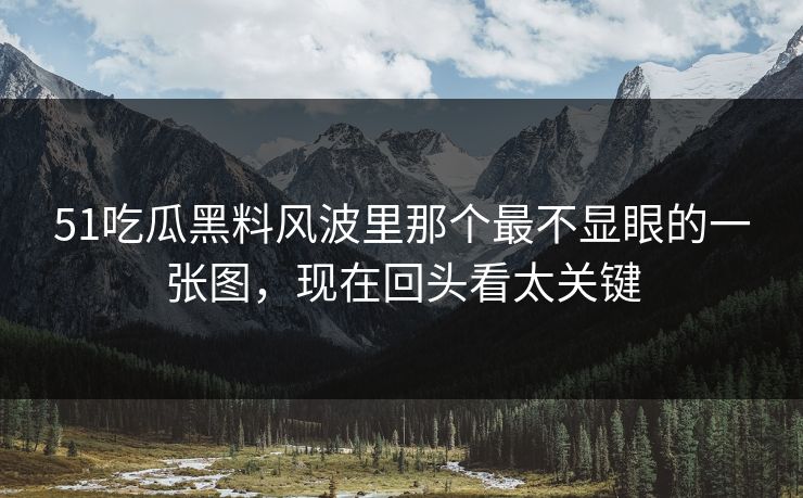 51吃瓜黑料风波里那个最不显眼的一张图，现在回头看太关键