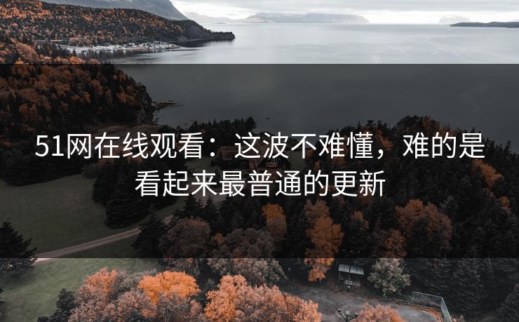 51网在线观看：这波不难懂，难的是看起来最普通的更新