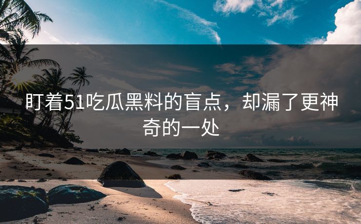 盯着51吃瓜黑料的盲点，却漏了更神奇的一处