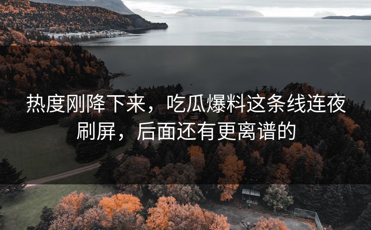 热度刚降下来，吃瓜爆料这条线连夜刷屏，后面还有更离谱的
