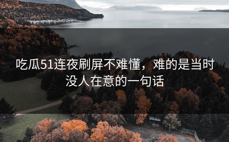 吃瓜51连夜刷屏不难懂，难的是当时没人在意的一句话