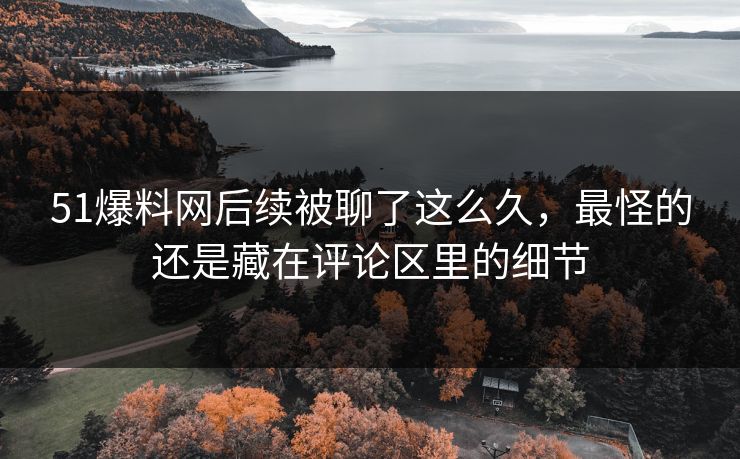 51爆料网后续被聊了这么久，最怪的还是藏在评论区里的细节