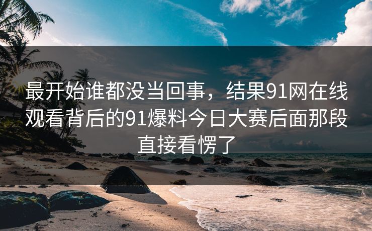 最开始谁都没当回事，结果91网在线观看背后的91爆料今日大赛后面那段直接看愣了