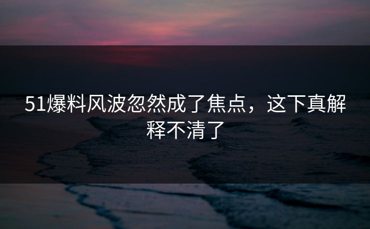 51爆料风波忽然成了焦点，这下真解释不清了