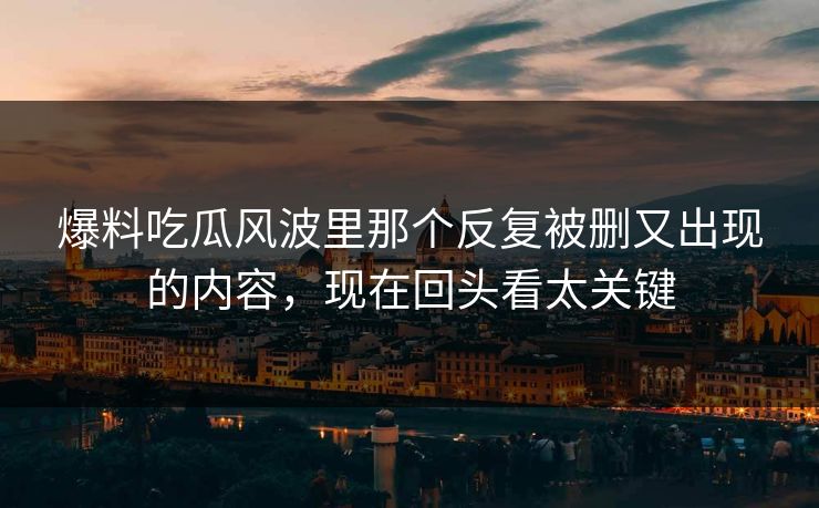爆料吃瓜风波里那个反复被删又出现的内容，现在回头看太关键