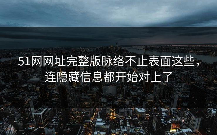 51网网址完整版脉络不止表面这些，连隐藏信息都开始对上了
