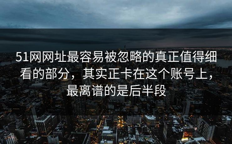 51网网址最容易被忽略的真正值得细看的部分，其实正卡在这个账号上，最离谱的是后半段
