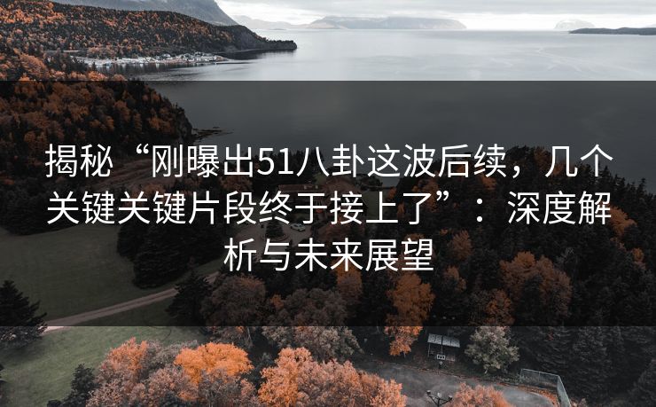 揭秘“刚曝出51八卦这波后续，几个关键关键片段终于接上了”：深度解析与未来展望